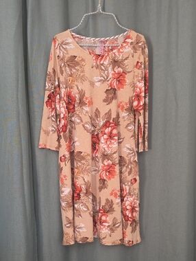 Floral Beige & Coral Swing Dress - Women